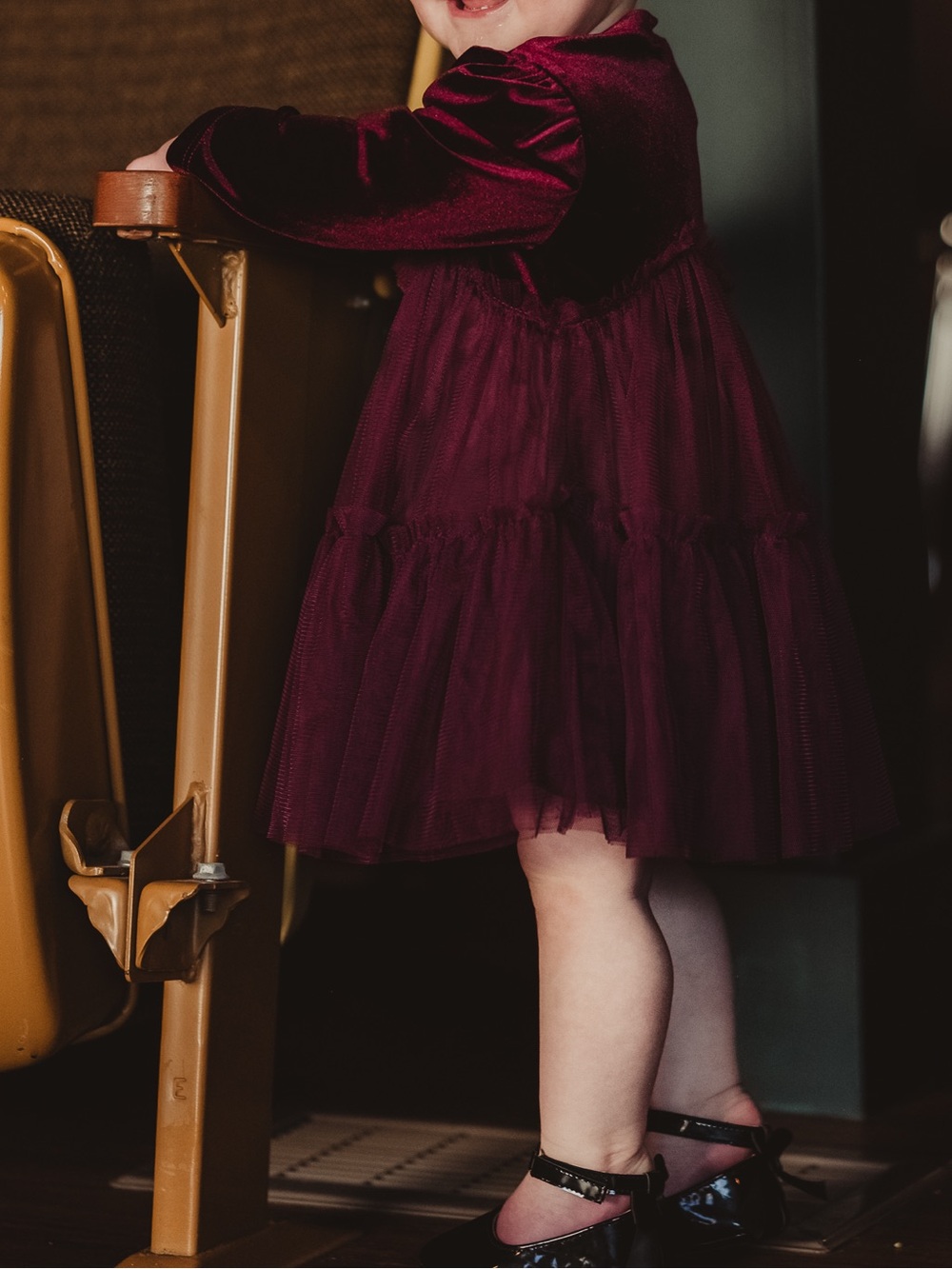 Bonnie Baby Deep Berry Velvet Dress, 2-Piece Set, 12 Months, Like New